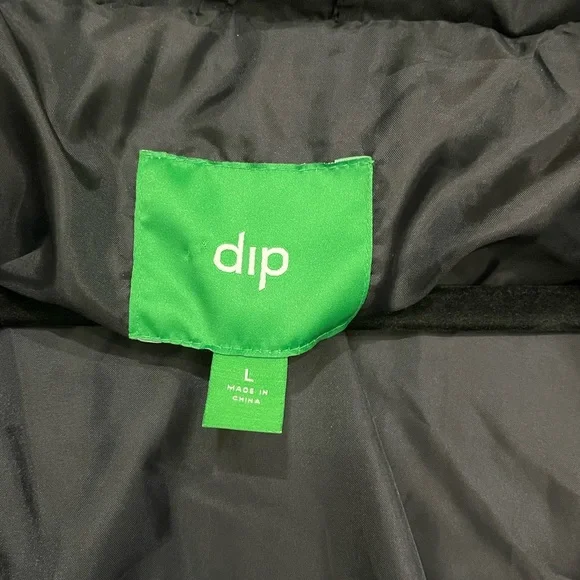 COPY - Dip Puffer Light Weight Jacket Black Long With Side Zippers And Hood Sz L - Picture 7 of 7